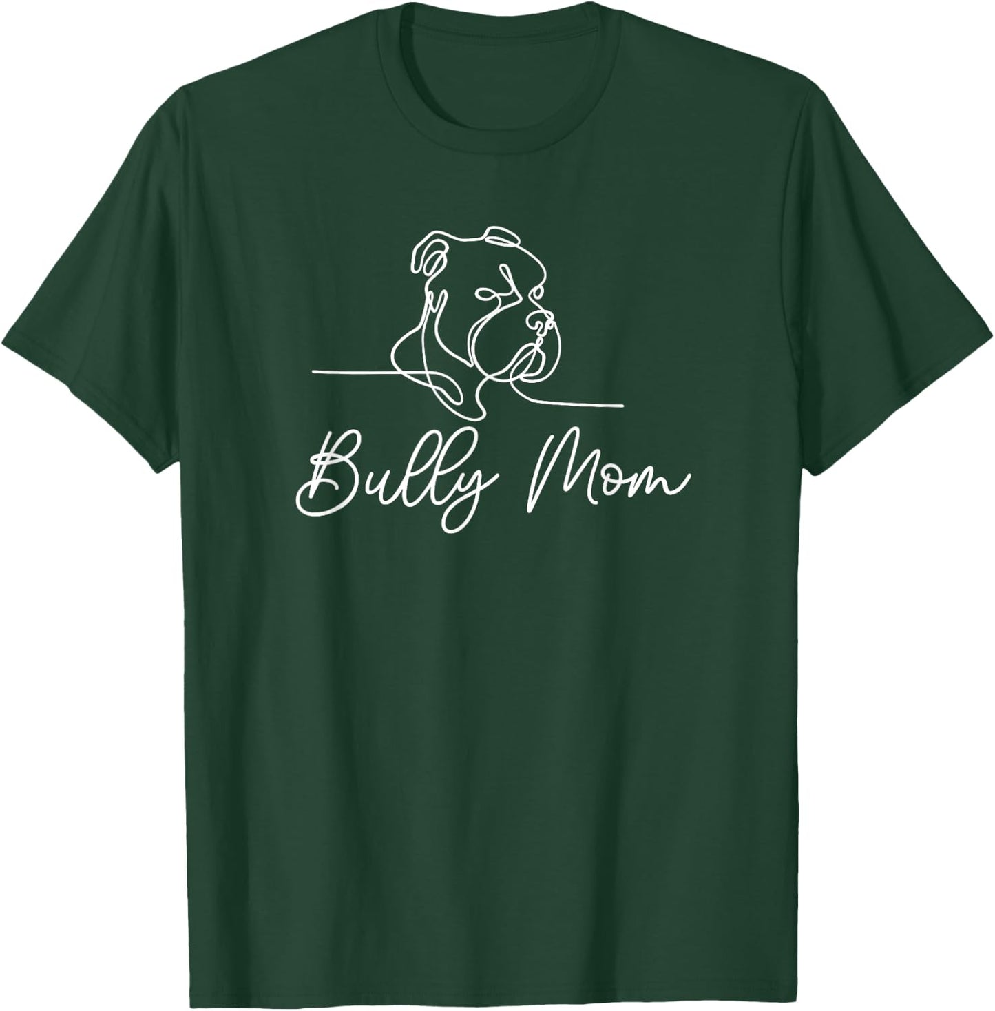 Bully Mom Dog Animal Line Drawing American Bull Men Women T-Shirt - T-Shirt | Forest