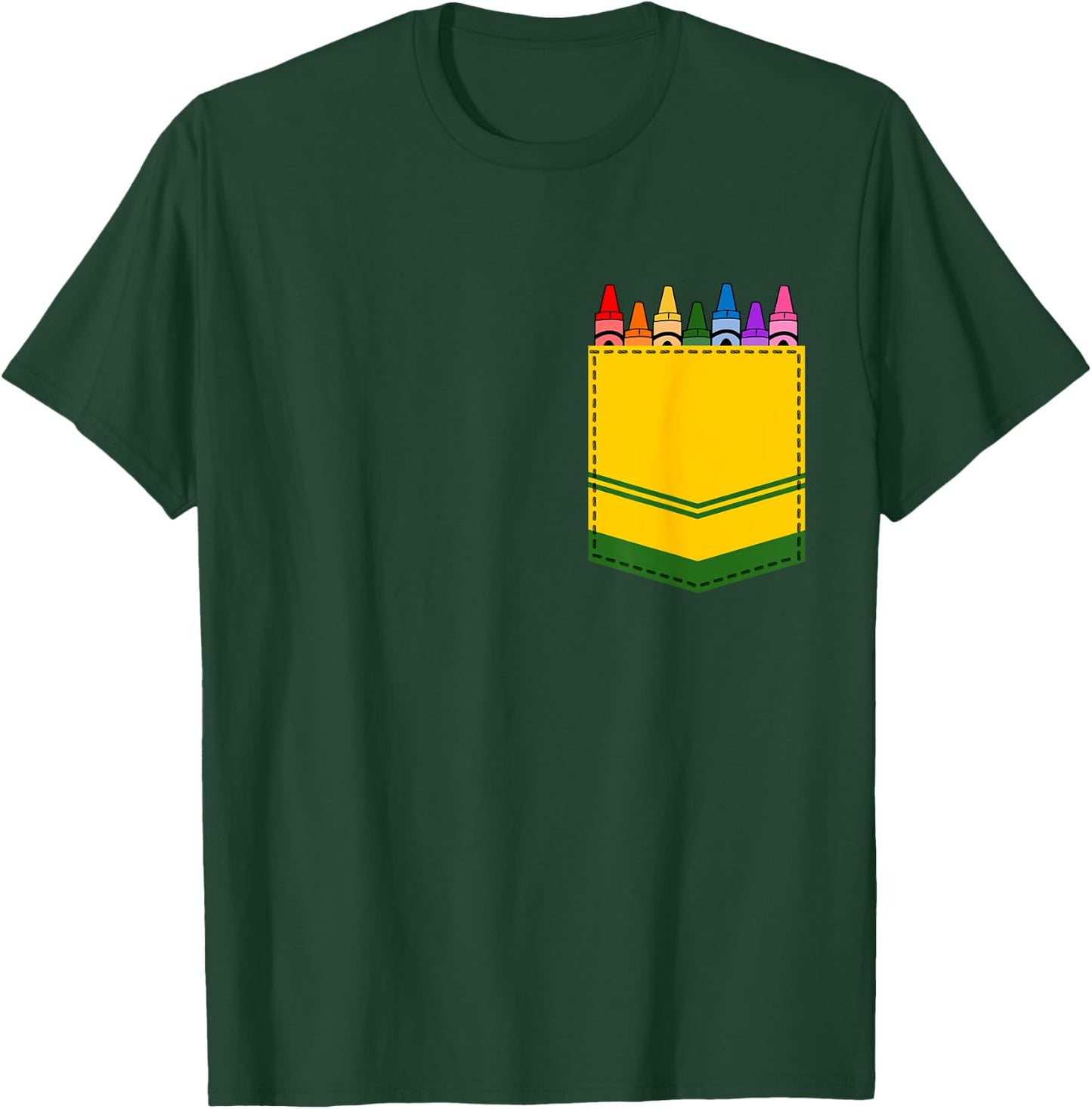 Crayon Box Pocket Teacher Gift Costume Men Women Kids T-Shirt - T-Shirt | Forest