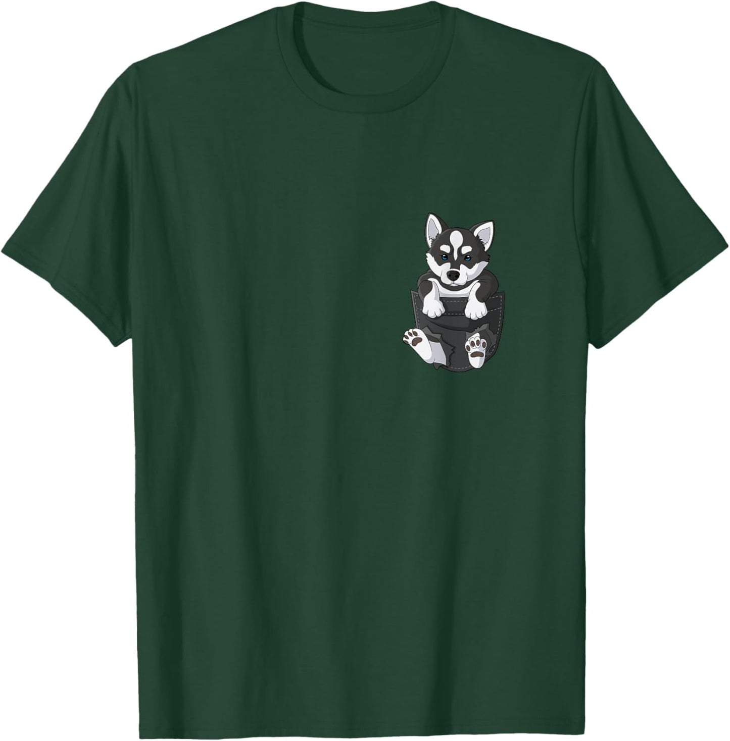 Siberian Husky in chest pocket dog T-Shirt - T-Shirt | Forest