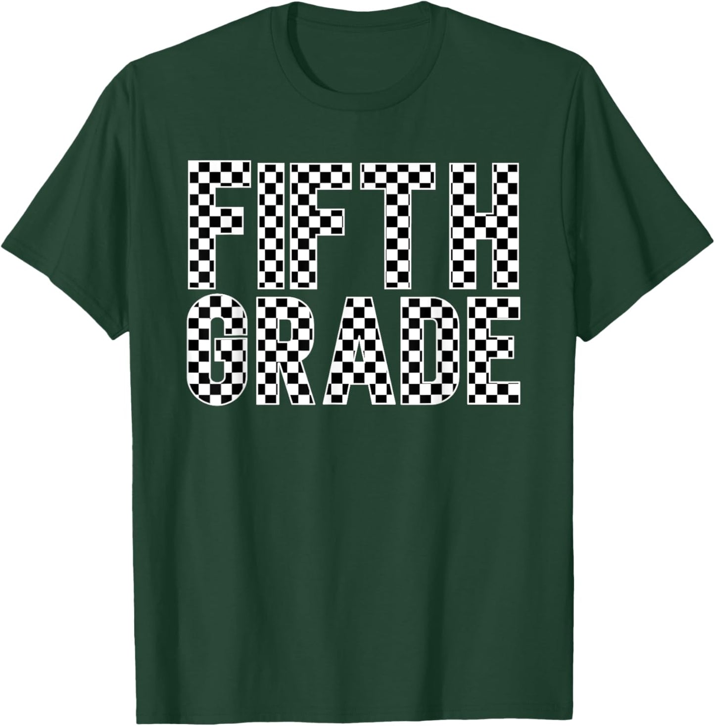 Checkered Fifth Grade Back to School Shirt Teacher Kids T-Shirt - T-Shirt | Forest
