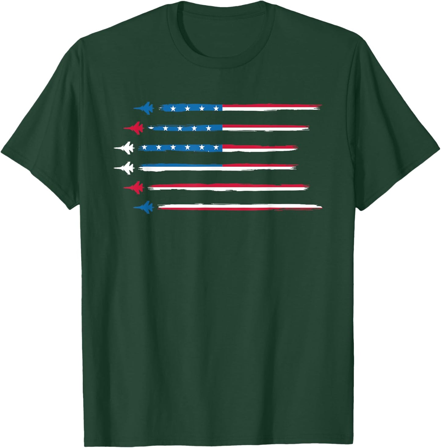 American Flag Military Jet Plane Aviation T-Shirt - T-Shirt | Forest