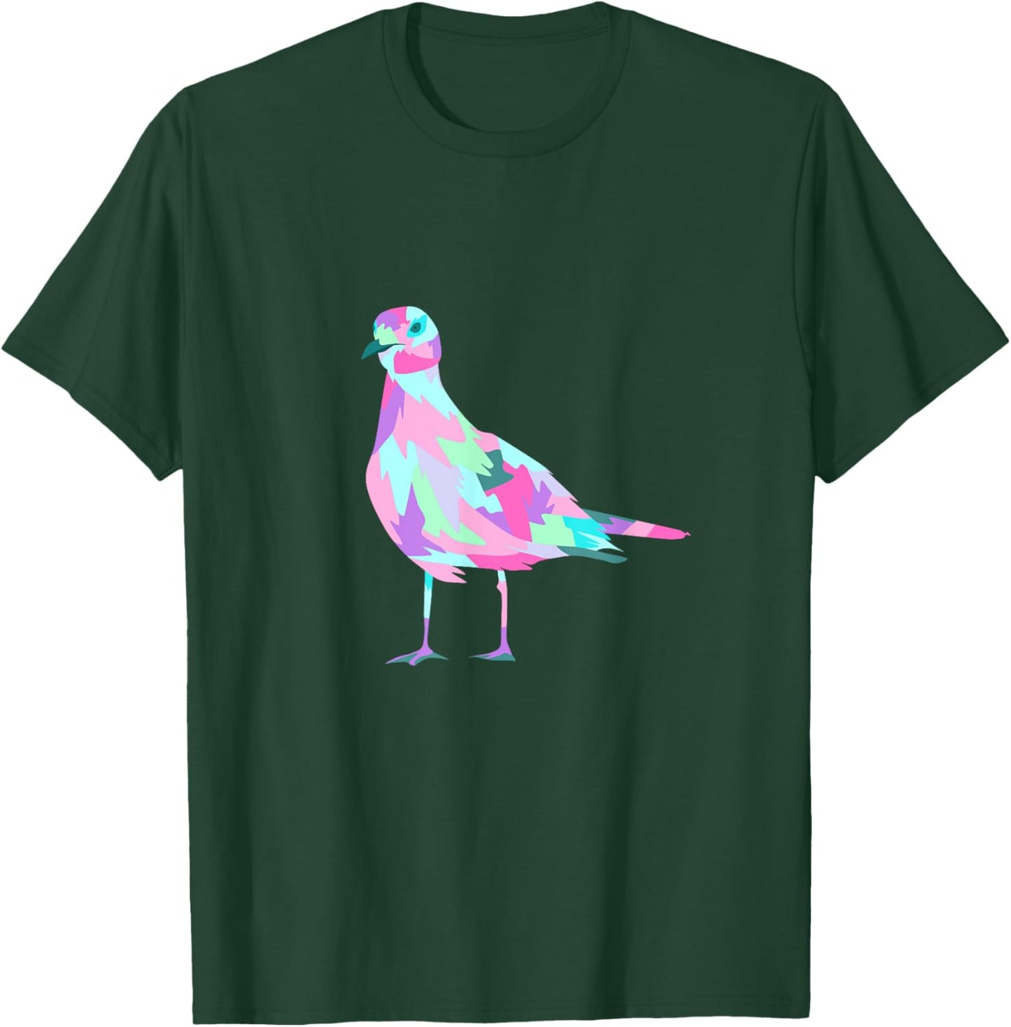 Colorful Pop Art Watercolor Seagull Graphic T-Shirt - T-Shirt | Forest