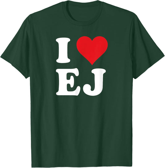 I Heart EJ Initials I Love E.J. First And Last Name E J T-Shirt - T-Shirt | Forest
