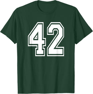 Number 42 Birthday Gift Sports Player Team Numbered Jersey T-Shirt - T-Shirt | Forest