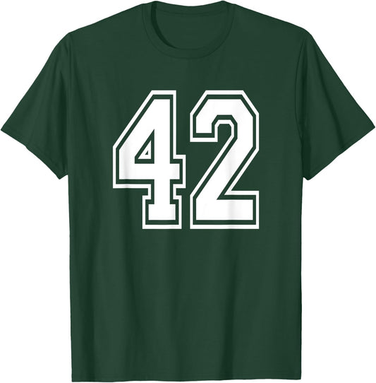 Number 42 Birthday Gift Sports Player Team Numbered Jersey T-Shirt - T-Shirt | Forest