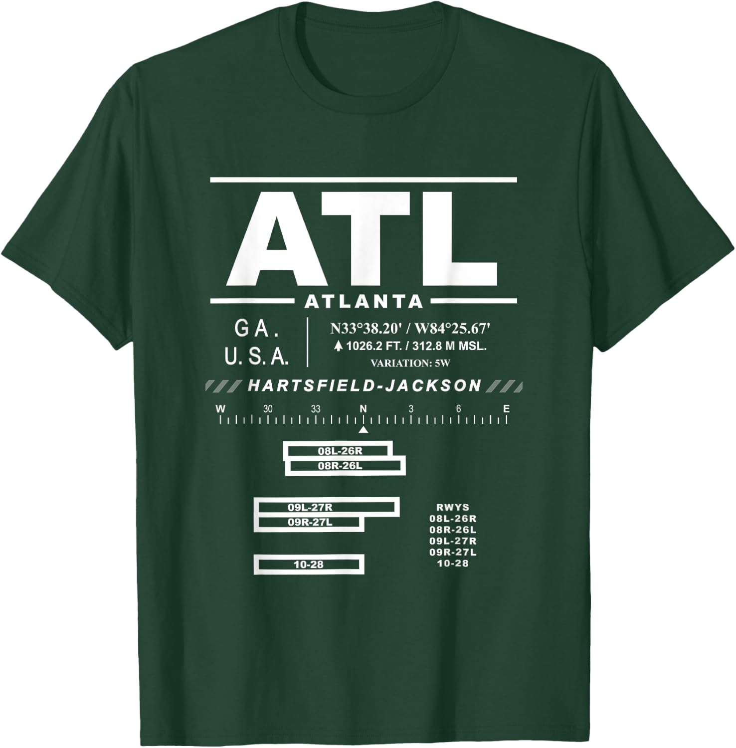 Hartsfield Jackson Atlanta International Airport Georgia ATL T-Shirt - T-Shirt | Forest