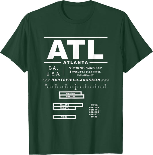 Hartsfield Jackson Atlanta International Airport Georgia ATL T-Shirt - T-Shirt | Forest