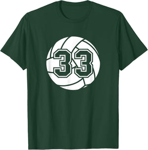 Volleyball Player #33 Volleyball Mom Dad Jersey Number 33 T-Shirt - T-Shirt | Forest