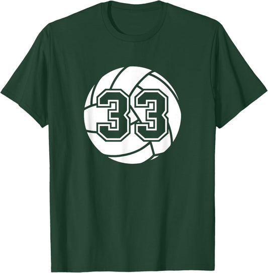 Volleyball Player #33 Volleyball Mom Dad Jersey Number 33 T-Shirt - T-Shirt | Forest