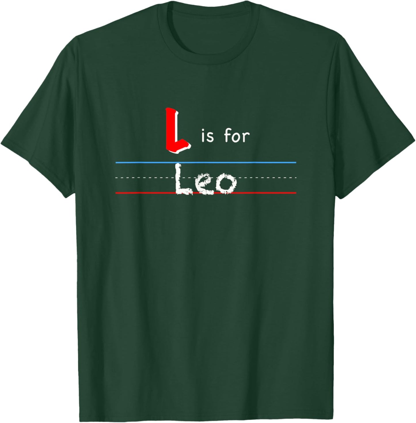 L Is For Leo, boys custom personalized name kids school T-Shirt - T-Shirt | Forest