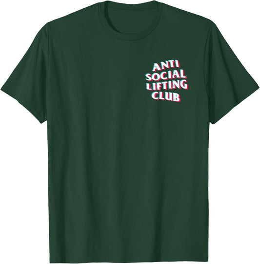 Anti Social Lifting Club: Anaglyph Trippy (Front + Back) T-Shirt - T-Shirt | Forest