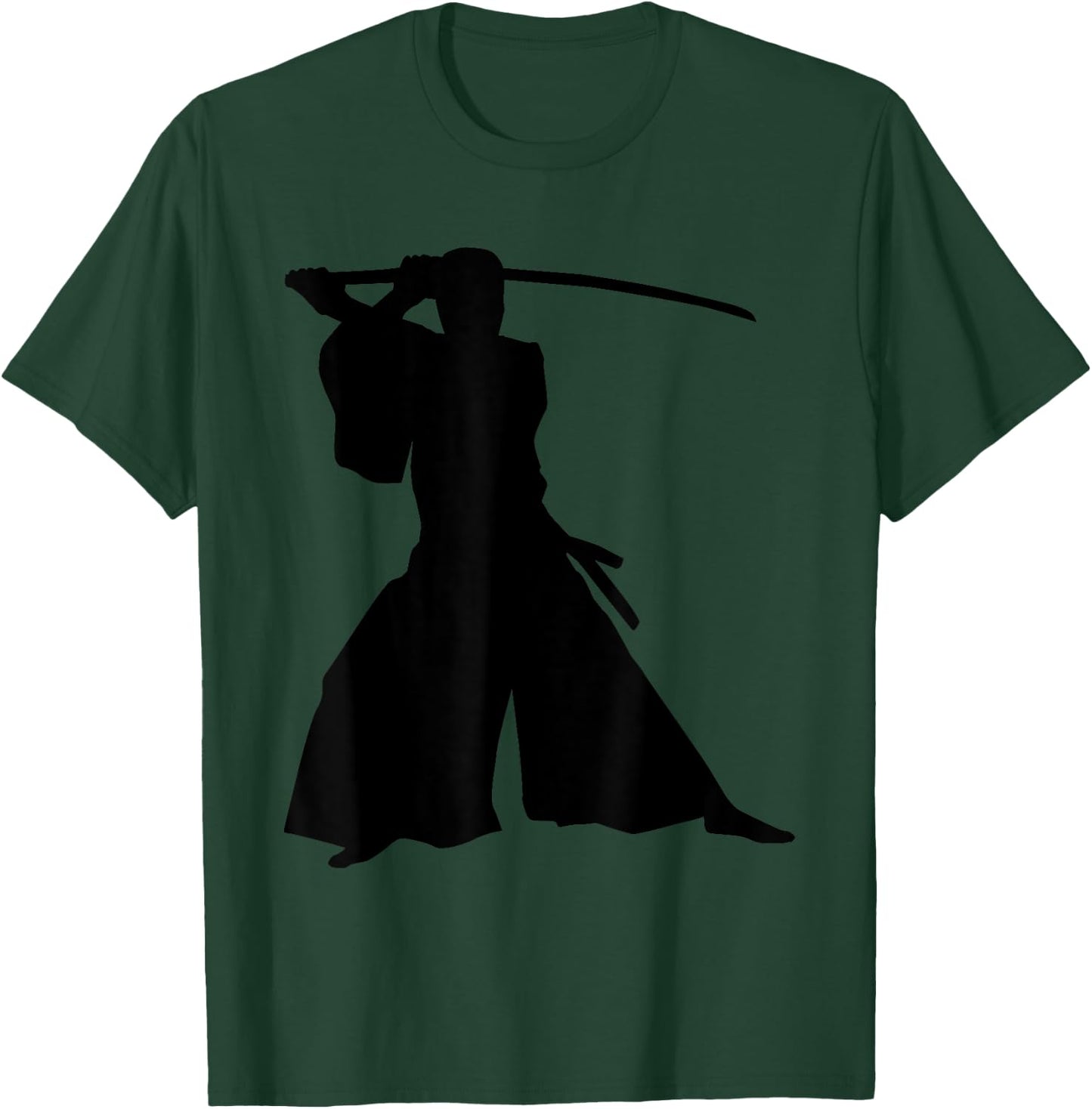 Samurai Silhouette Japanese Warrior Shogun Military Nobility T-Shirt - T-Shirt | Forest