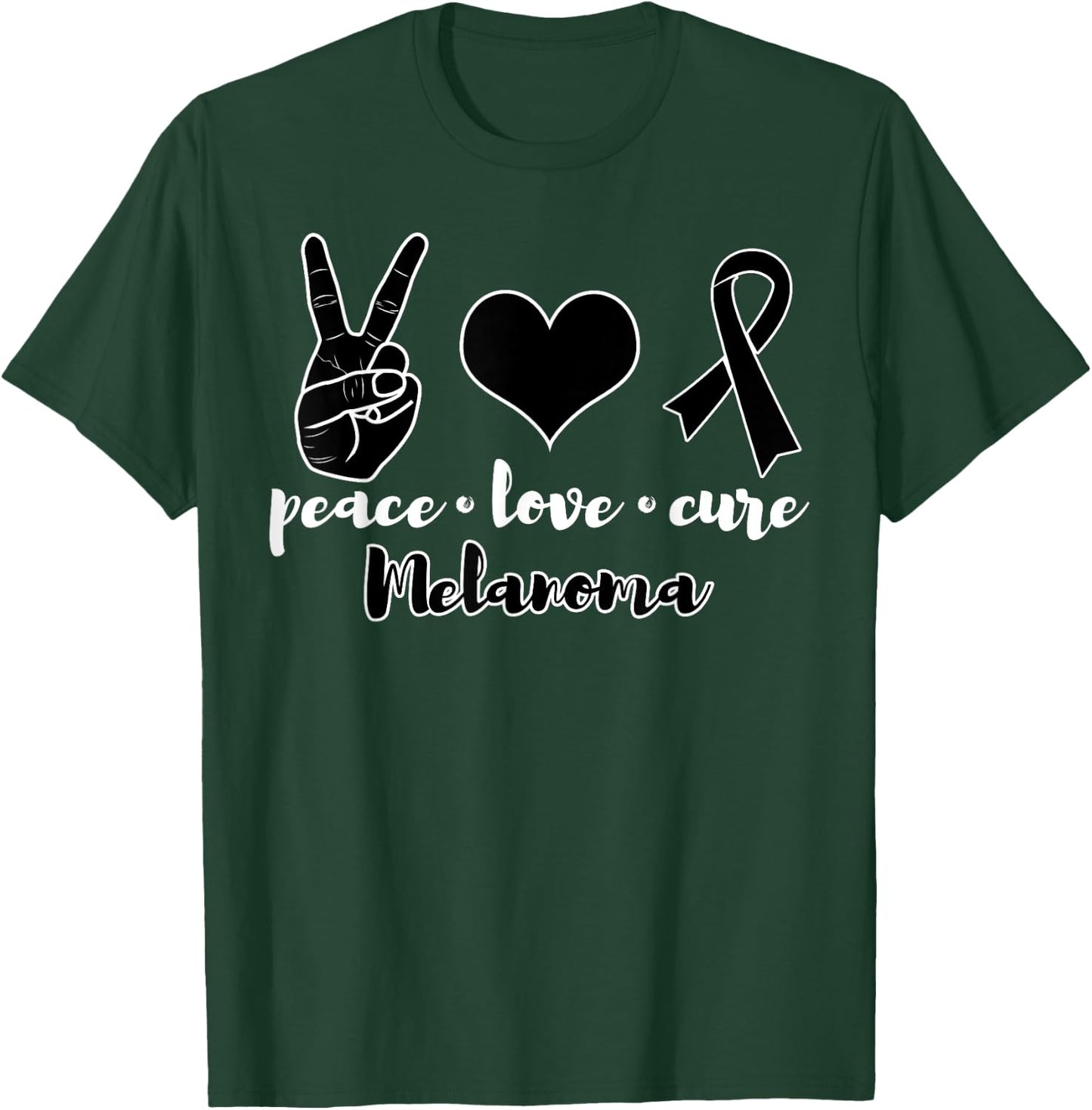 Peace Love Cure Melanoma Awareness Family Warrior T-Shirt - T-Shirt | Forest
