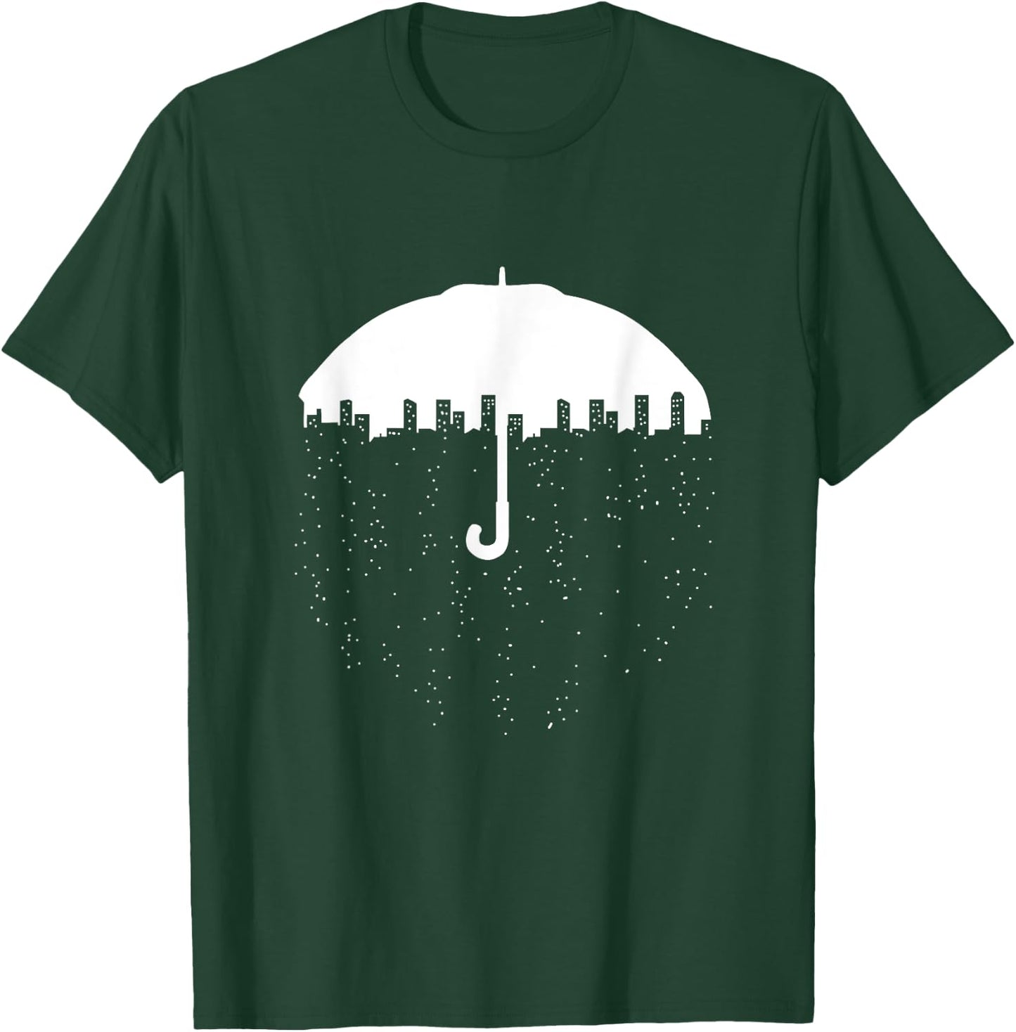 City Under Umbrella Retro Urban Negative Space Art Gift T-Shirt - T-Shirt | Forest