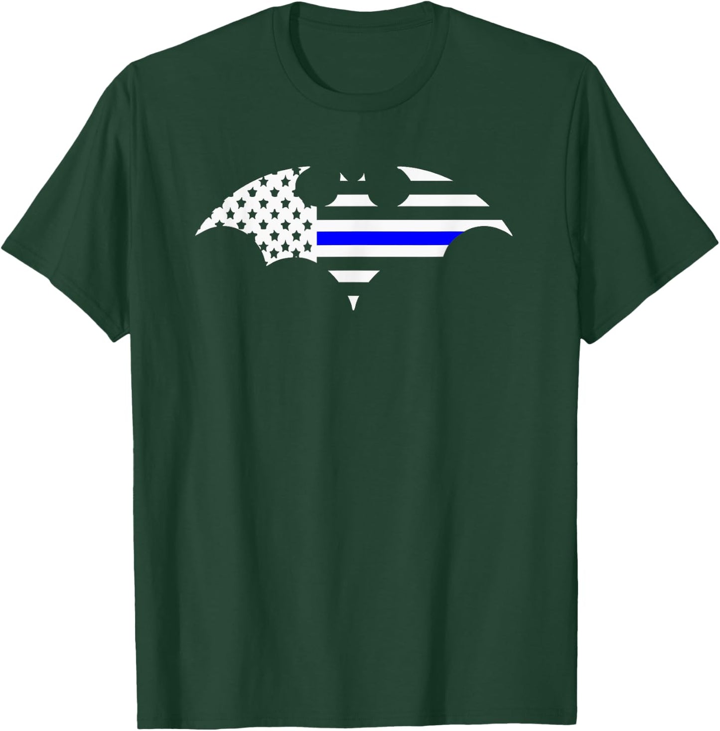 Thin Blue Line Bat Flag Police Support Shirt T-Shirt - T-Shirt | Forest