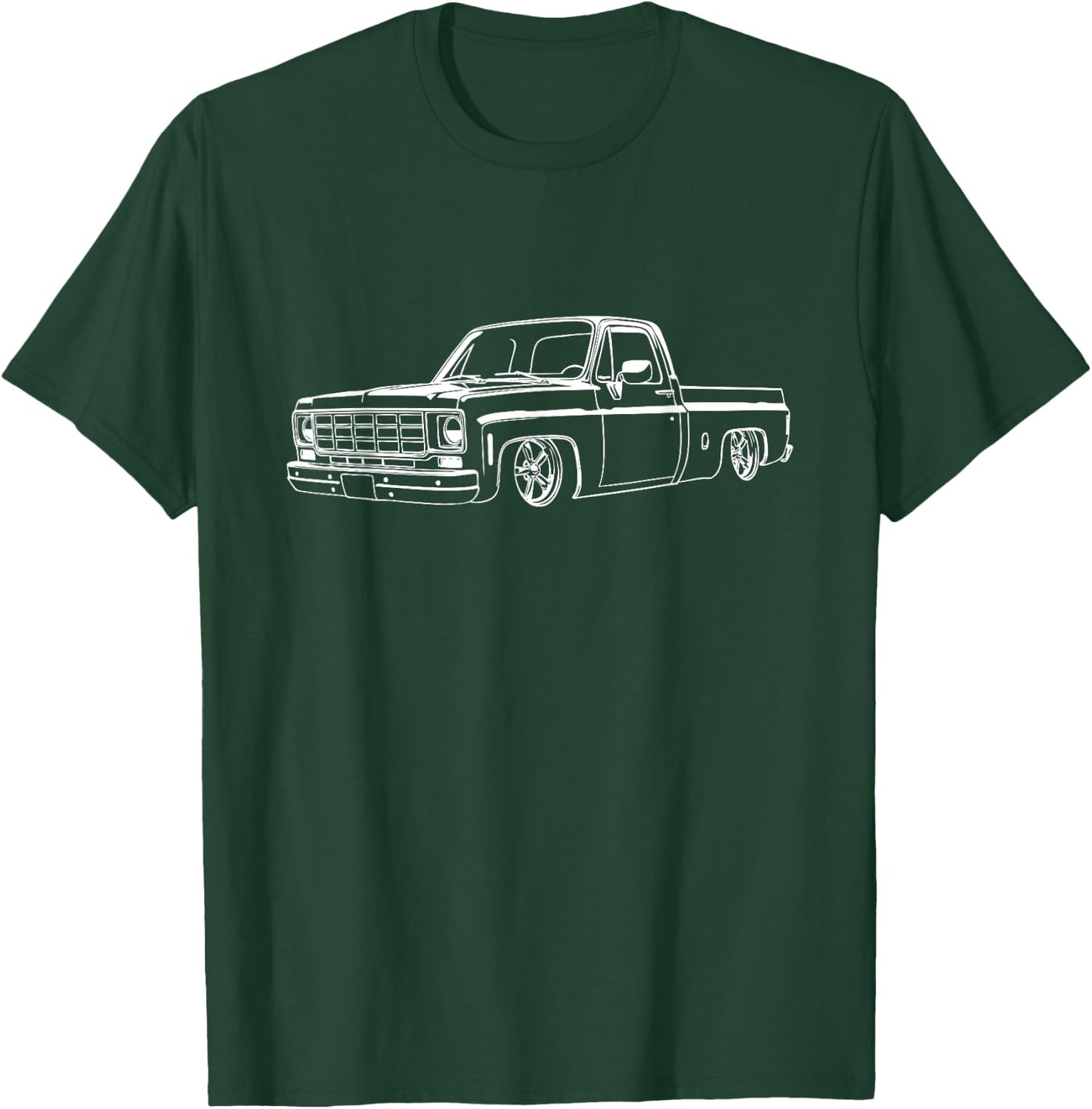 Round Eye Truck Silhouette Slammed 73-87 Squarebody Truck T-Shirt - T-Shirt | Forest