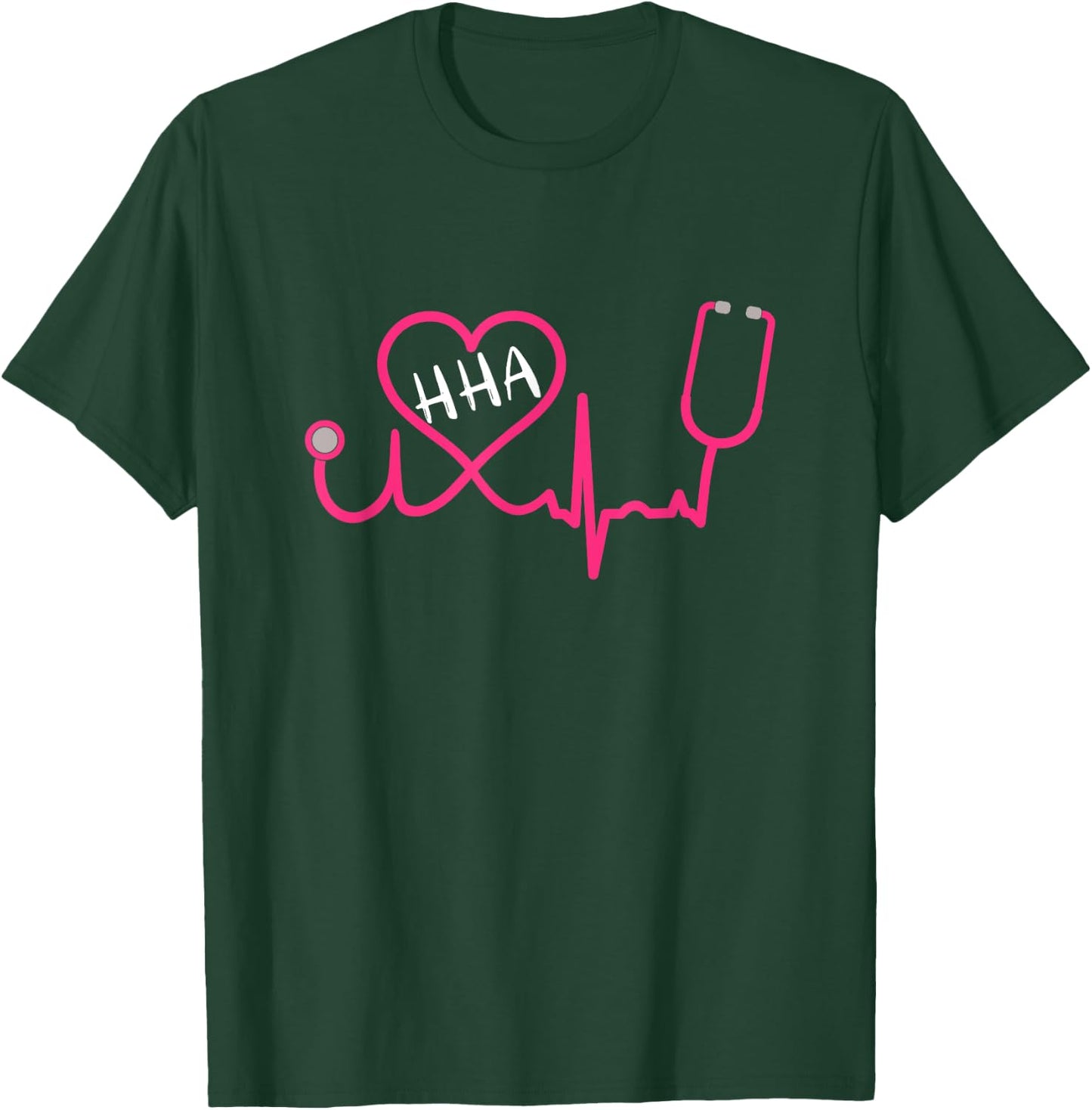 HHA Home Health Aide EKG Stethoscope Heart Cute T Shirt T-Shirt - T-Shirt | Forest