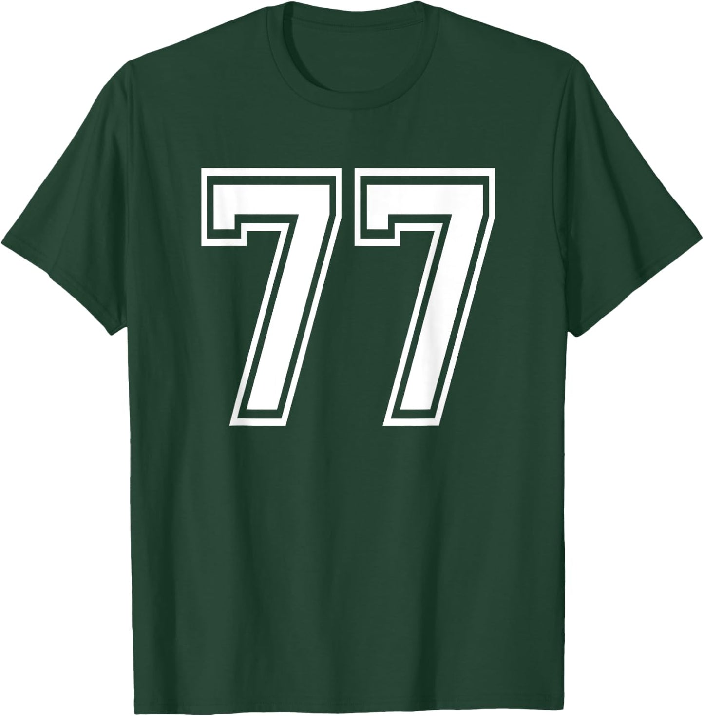 Number 77 Birthday 77th Sports Player Team Numbered Jersey T-Shirt - T-Shirt | Forest