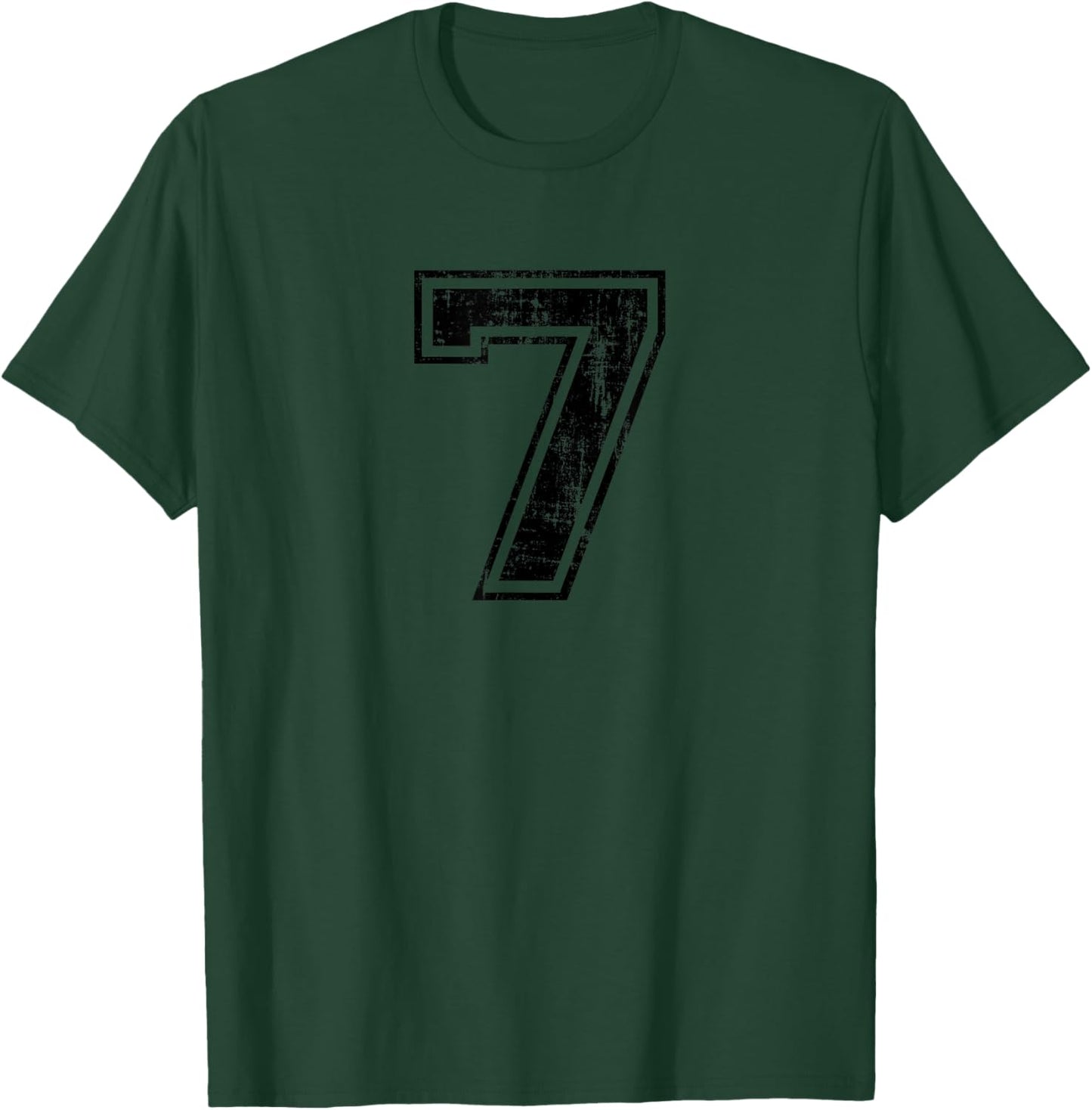 Number 7 Seven Varsity Distressed Vintage Sport Team Players T-Shirt - T-Shirt | Forest