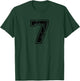 Number 7 Seven Varsity Distressed Vintage Sport Team Players T-Shirt - T-Shirt | Forest