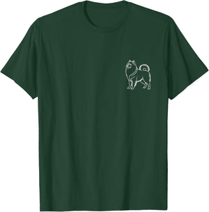 Minimalist Samoyed Dog Pocket Badge Icon Dad Mom Dog Lover Men Women T-Shirt - T-Shirt | Forest