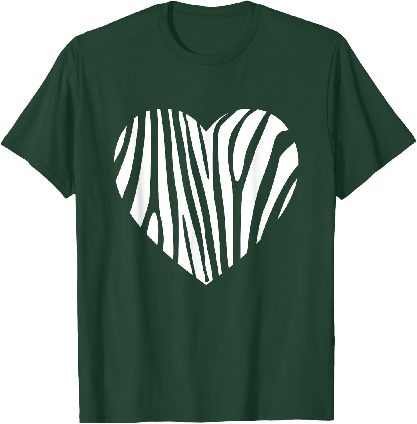 Zebra Heart Animal Lover Stripe Africa Gift Men Women Kids T-Shirt - T-Shirt | Forest