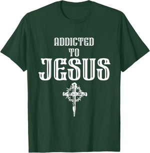 Addicted to Jesus - Christian Faith Religious Icon - Dagger T-Shirt - T-Shirt | Forest