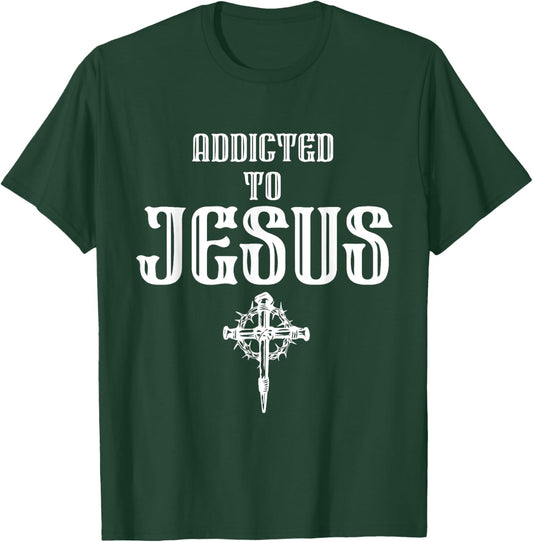 Addicted to Jesus - Christian Faith Religious Icon - Dagger T-Shirt - T-Shirt | Forest
