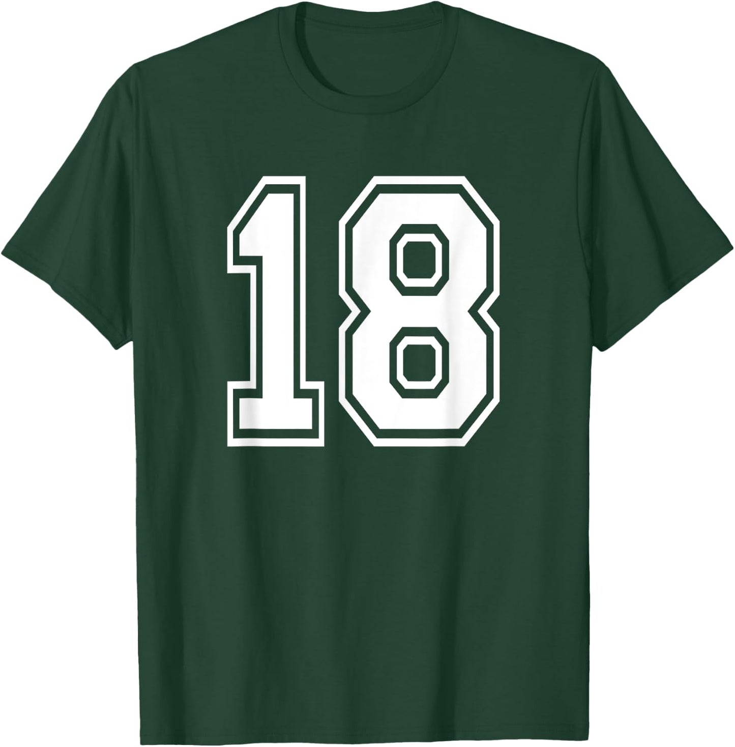 Number 18 Birthday Varsity Sports Team Jersey T-Shirt - T-Shirt | Forest