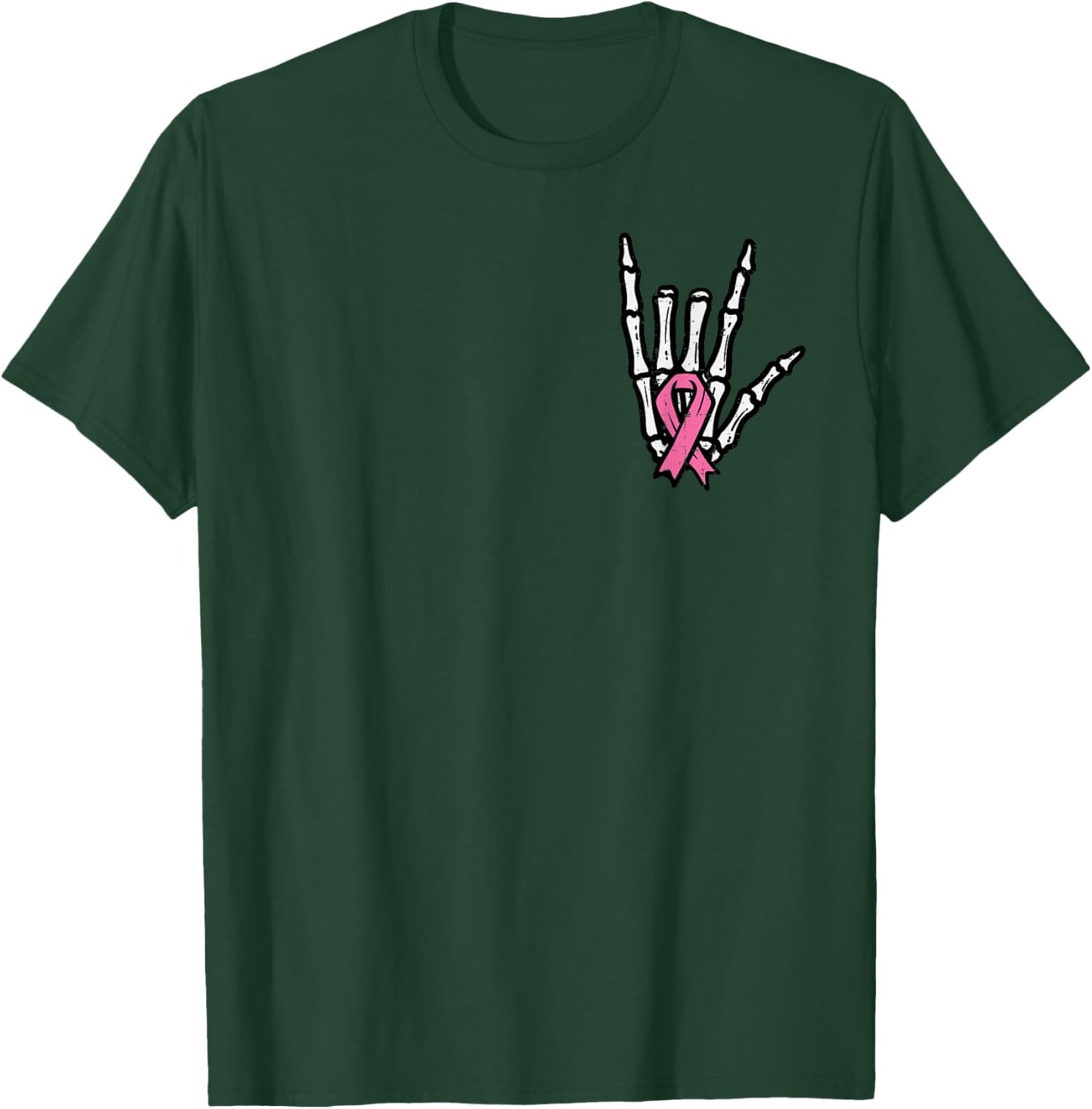 Skeleton Punk Rock Rocker Pink Breast Cancer Awareness Women T-Shirt - T-Shirt | Forest