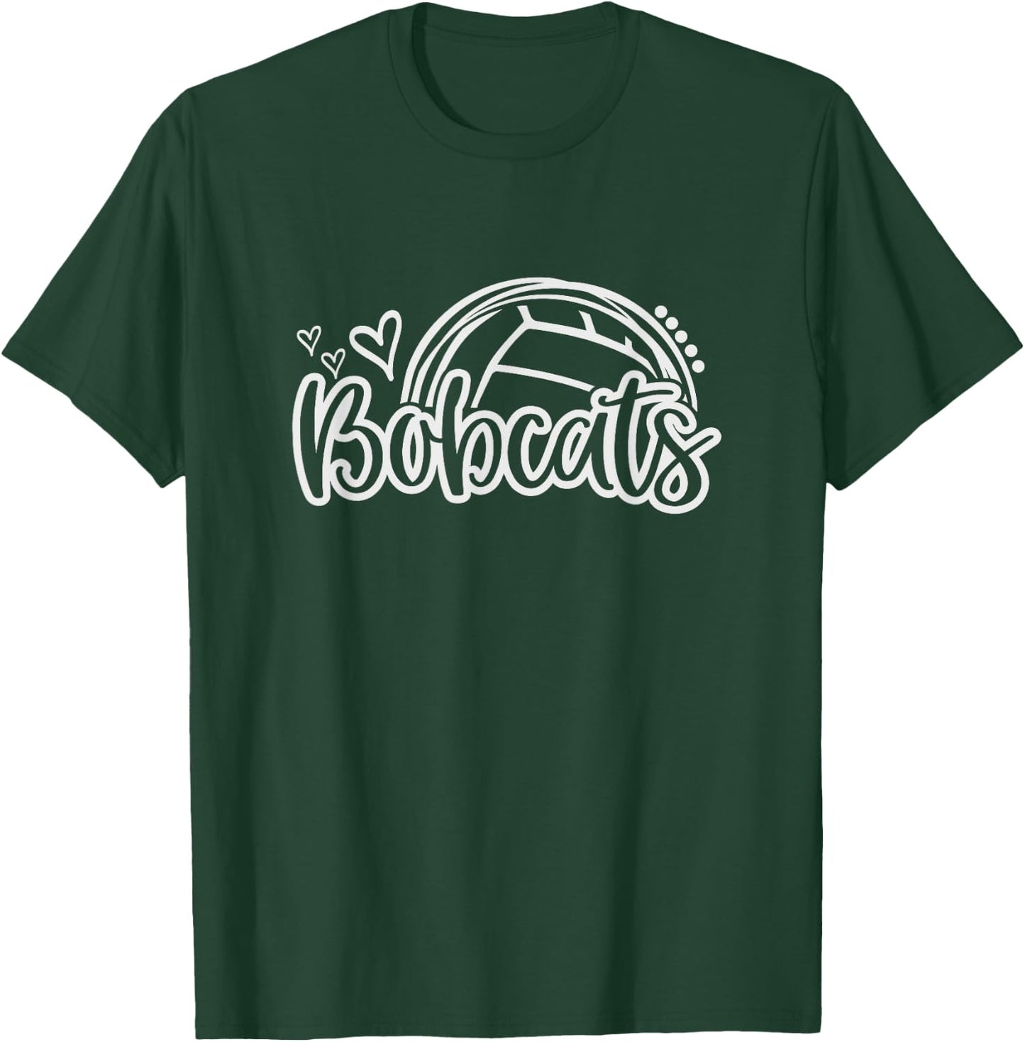 Volleyball Bobcats School Sports Fan Team Spirit T-Shirt - T-Shirt | Forest