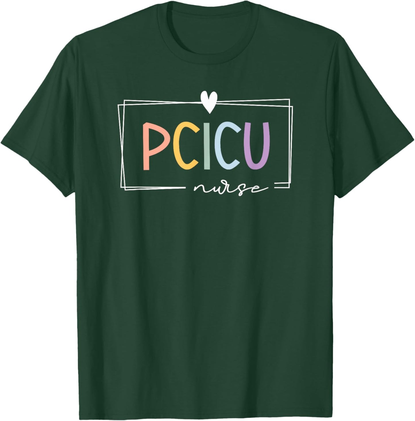 Retro PCICU Nurse ICU Pediatric Cardiac Rainbow Tiny Humans T-Shirt - T-Shirt | Forest