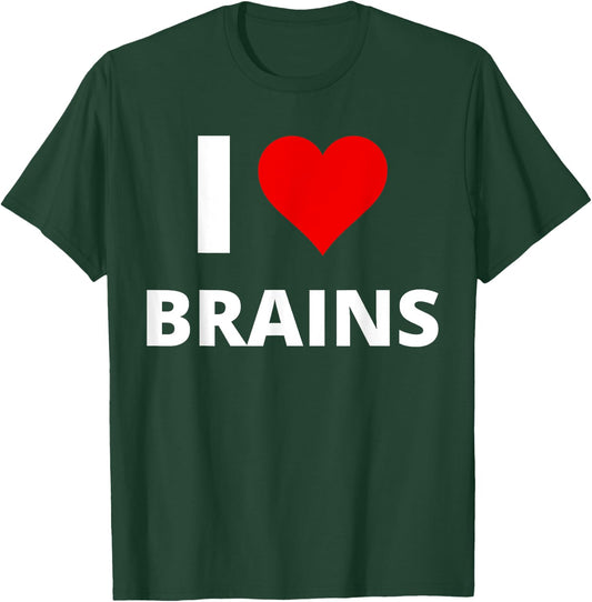 I Love Brains, With A Red Heart - Zombie T-Shirt - T-Shirt | Forest