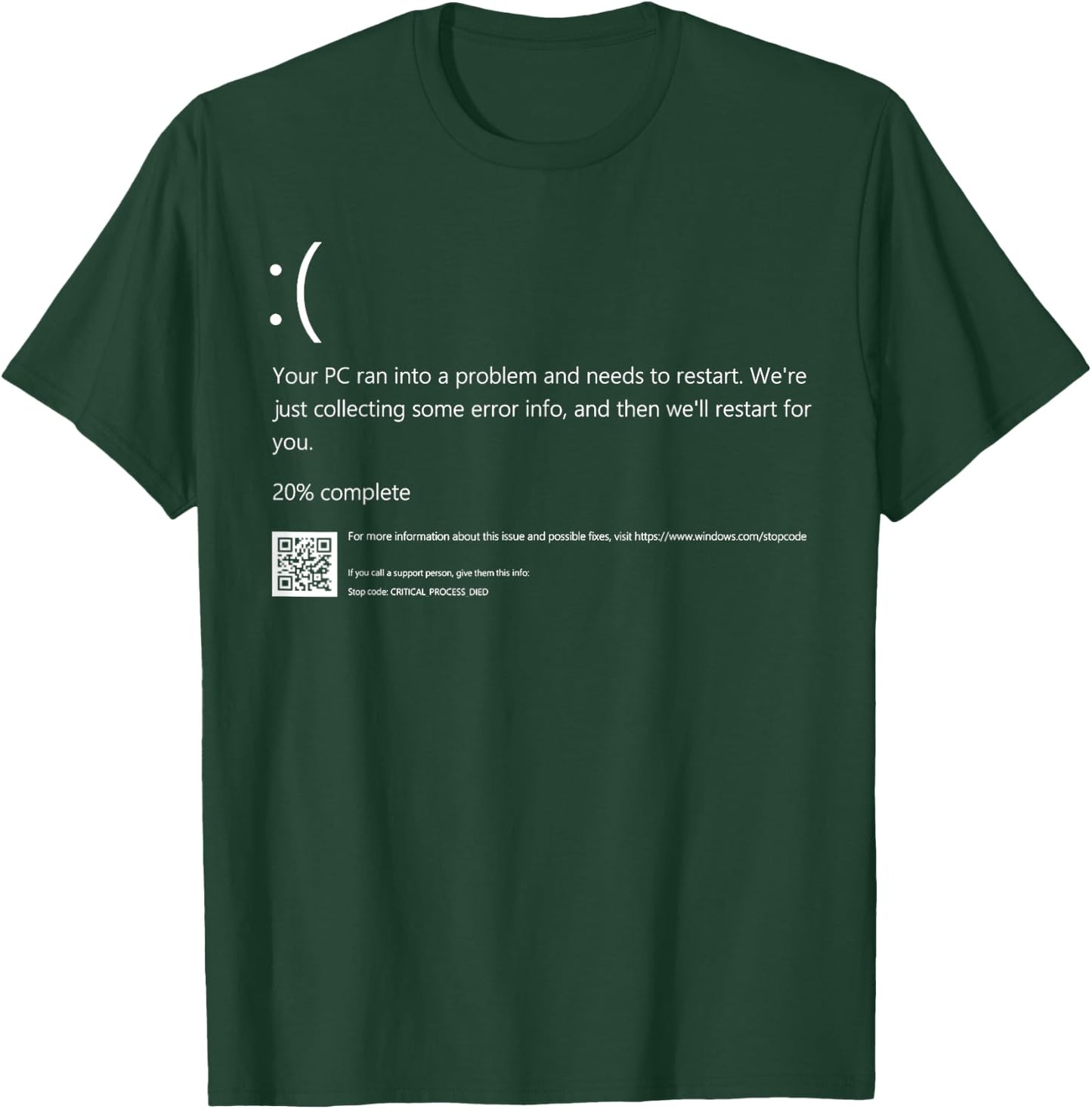Blue Screen of Death IT Geek Halloween Party DIY Costume T-Shirt - T-Shirt | Forest