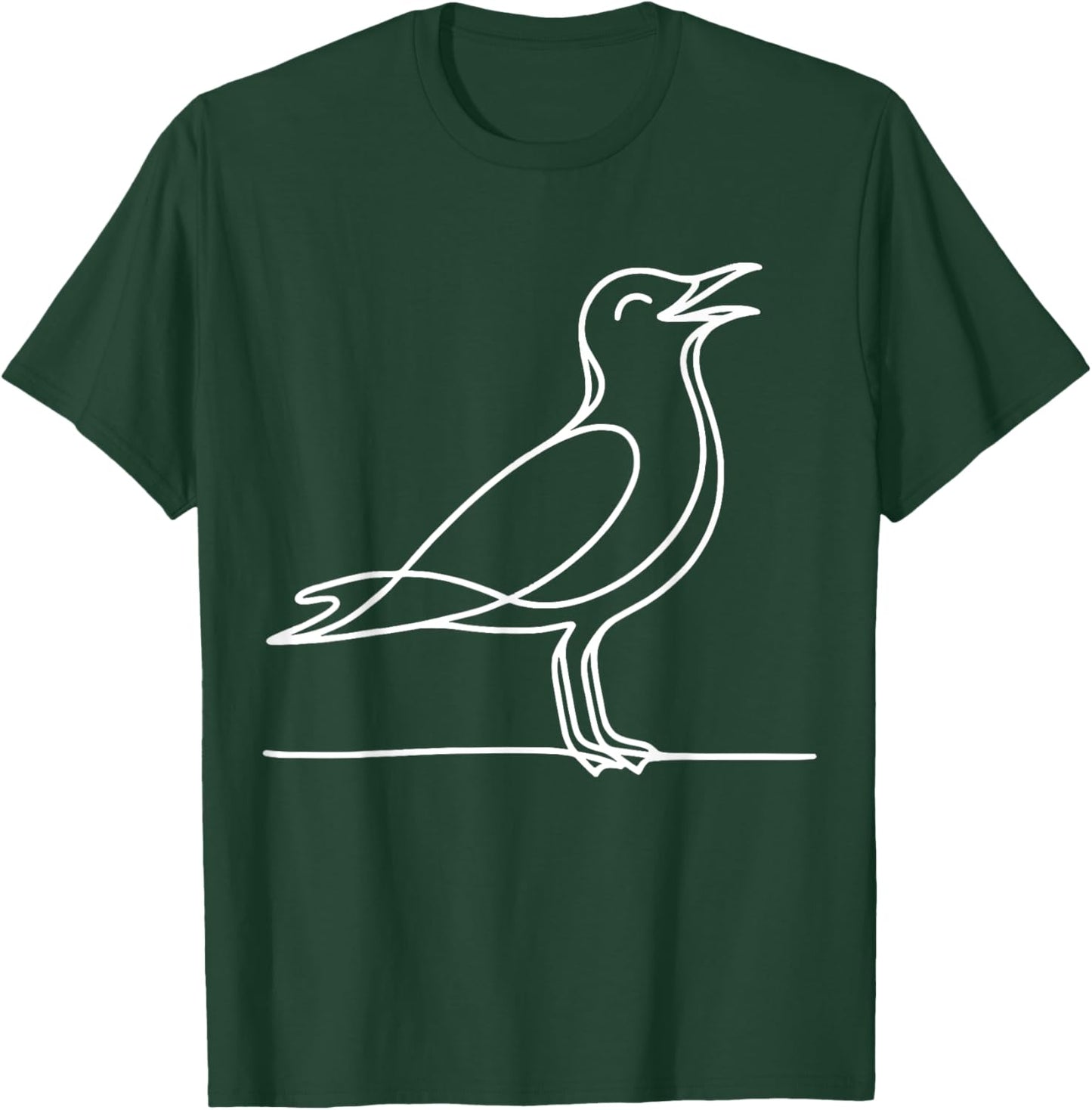Line Art Bird & Ornithologist Laughing Gull T-Shirt - T-Shirt | Forest