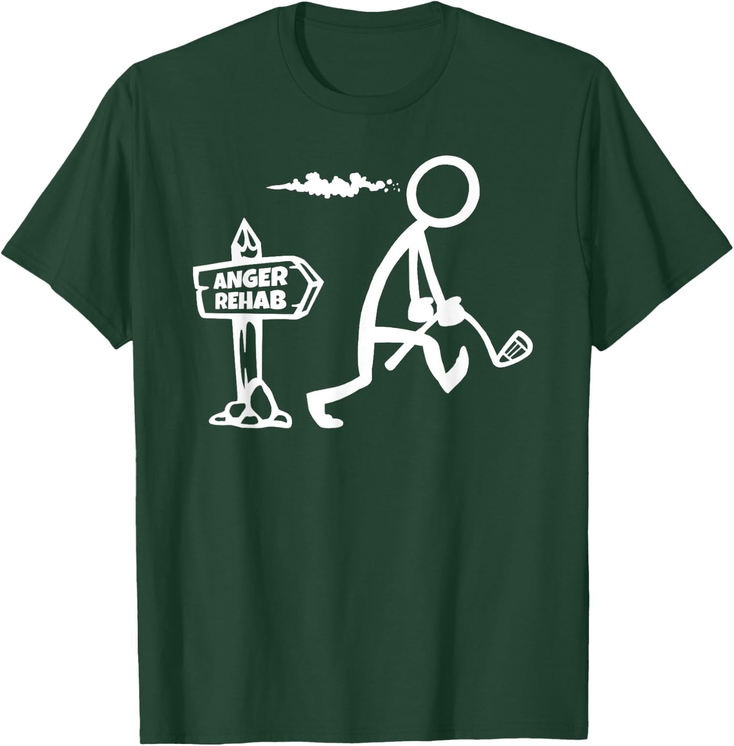 Funny Golf Apparel, Angry Golfer Walks By Anger Rehab Sign T-Shirt - T-Shirt | Forest