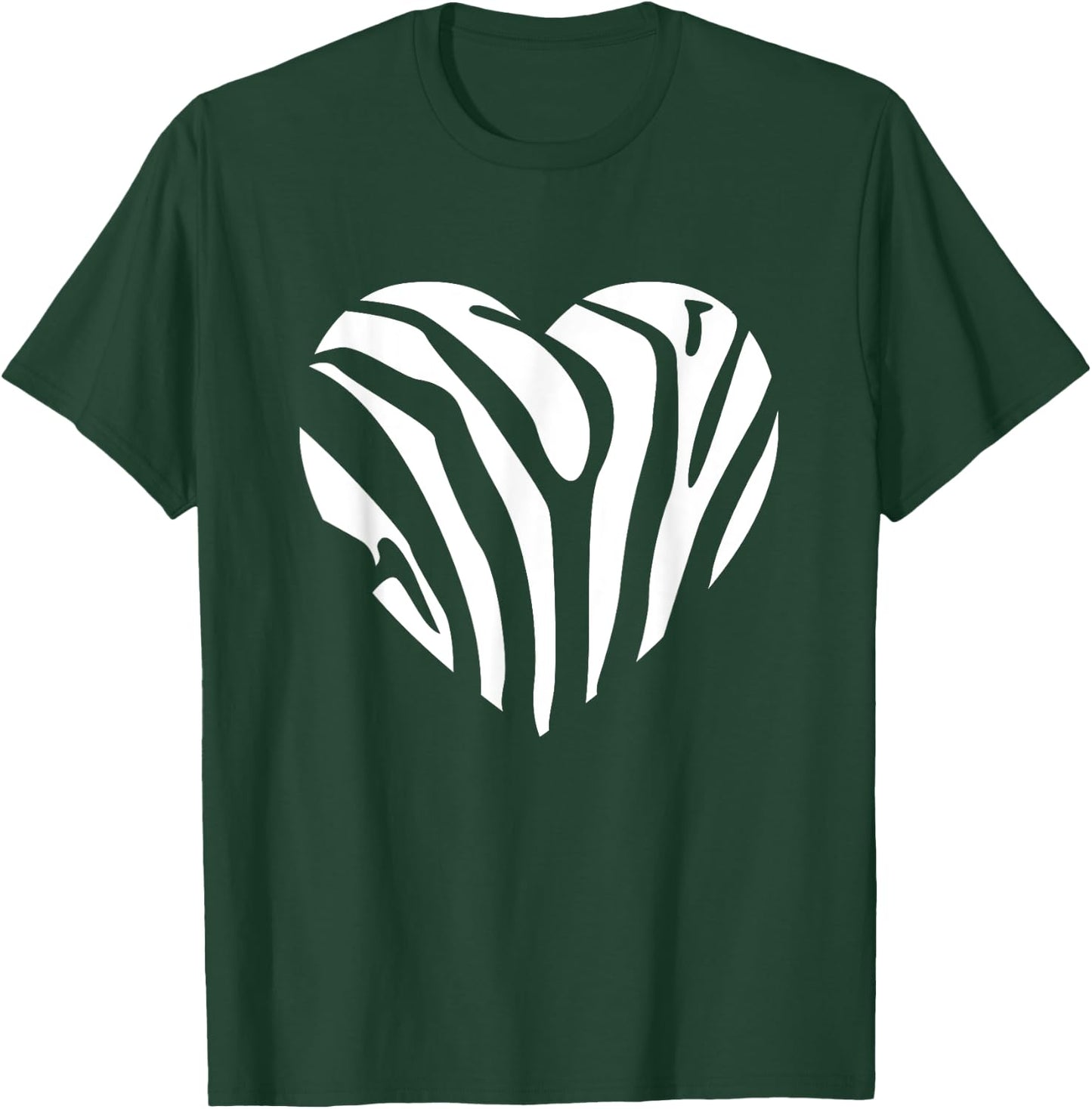 Zebra Heart Animal Lover Stripe Africa Gift Men Women Kids T-Shirt - T-Shirt | Forest