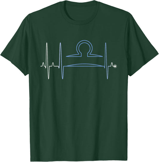 Libra Zodiac Sign Astrology EKG September October Birthday T-Shirt - T-Shirt | Forest