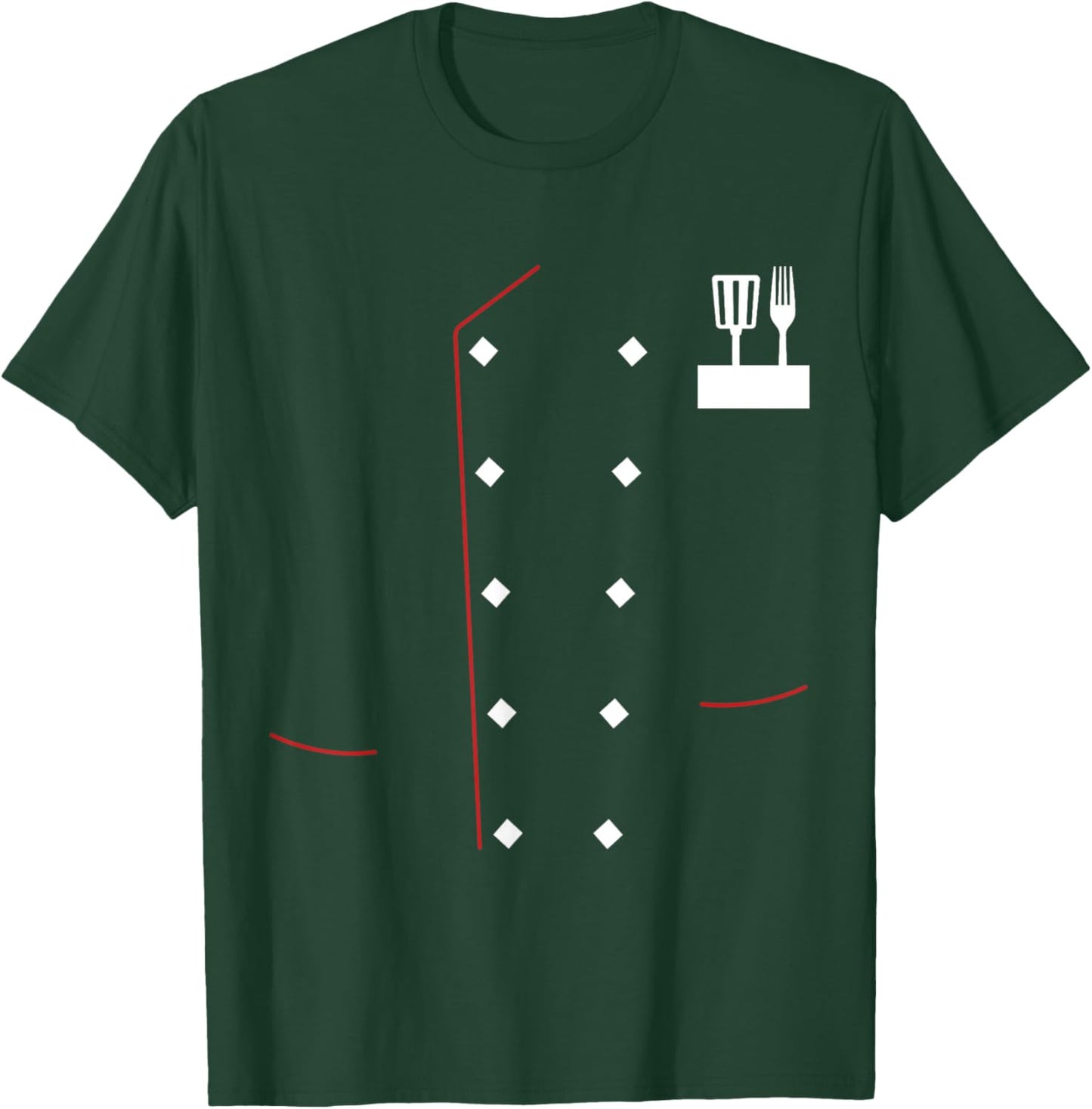 Chef Uniform Jacket Faux Cook Chef Master Cooking Costume T-Shirt - T-Shirt | Forest