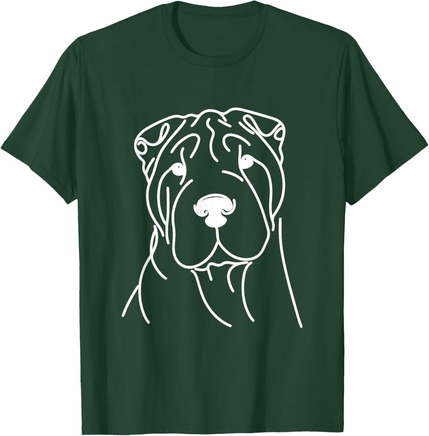 Line Art Dad Mom Dog - Shar Pei Men Women T-Shirt - T-Shirt | Forest