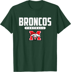 Mustang Broncos Logo Football HS T-Shirt - T-Shirt | Forest