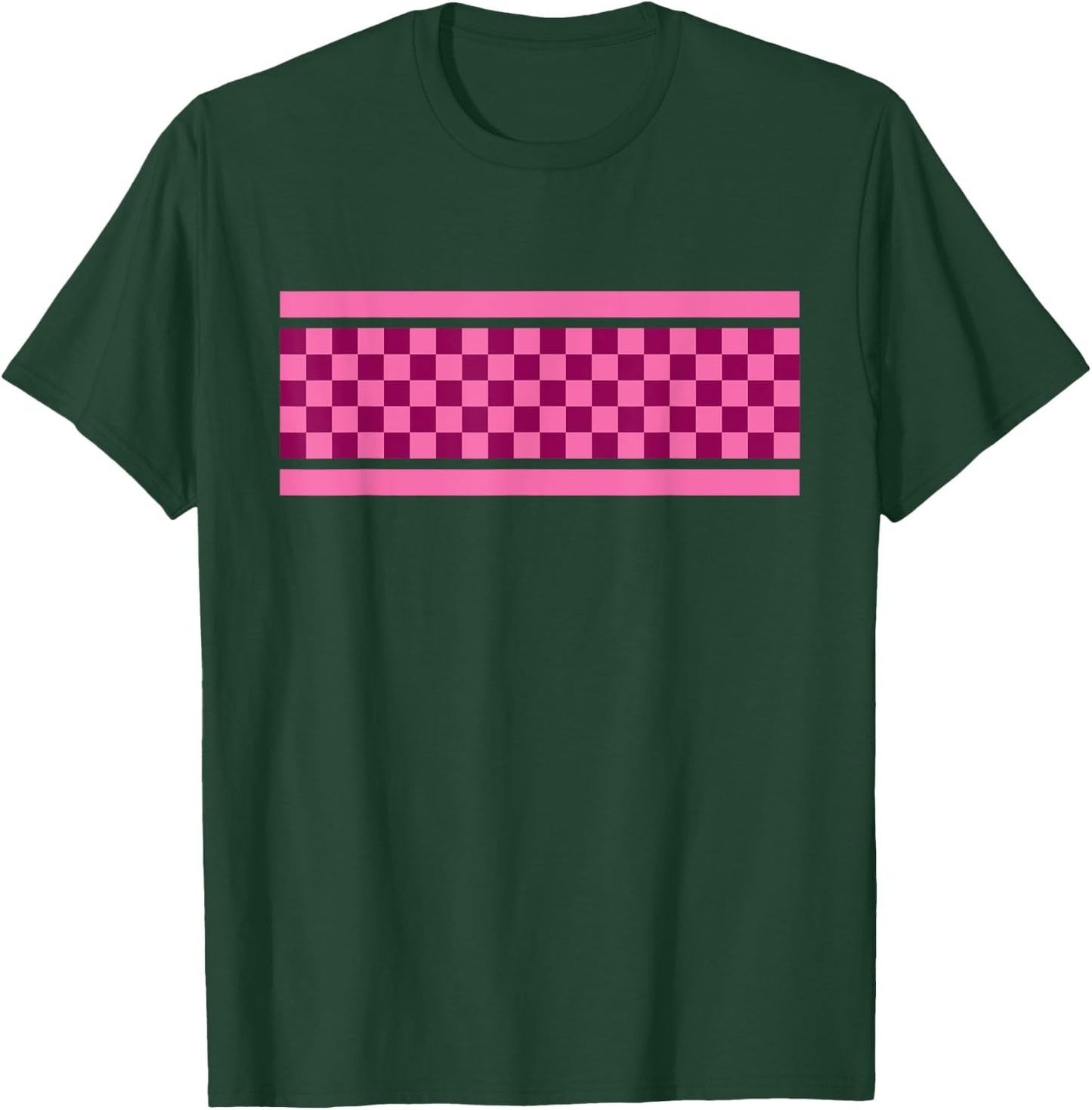 Checkered Pink And Dark Pink Pattern Surfing And Skateboard T-Shirt - T-Shirt | Forest