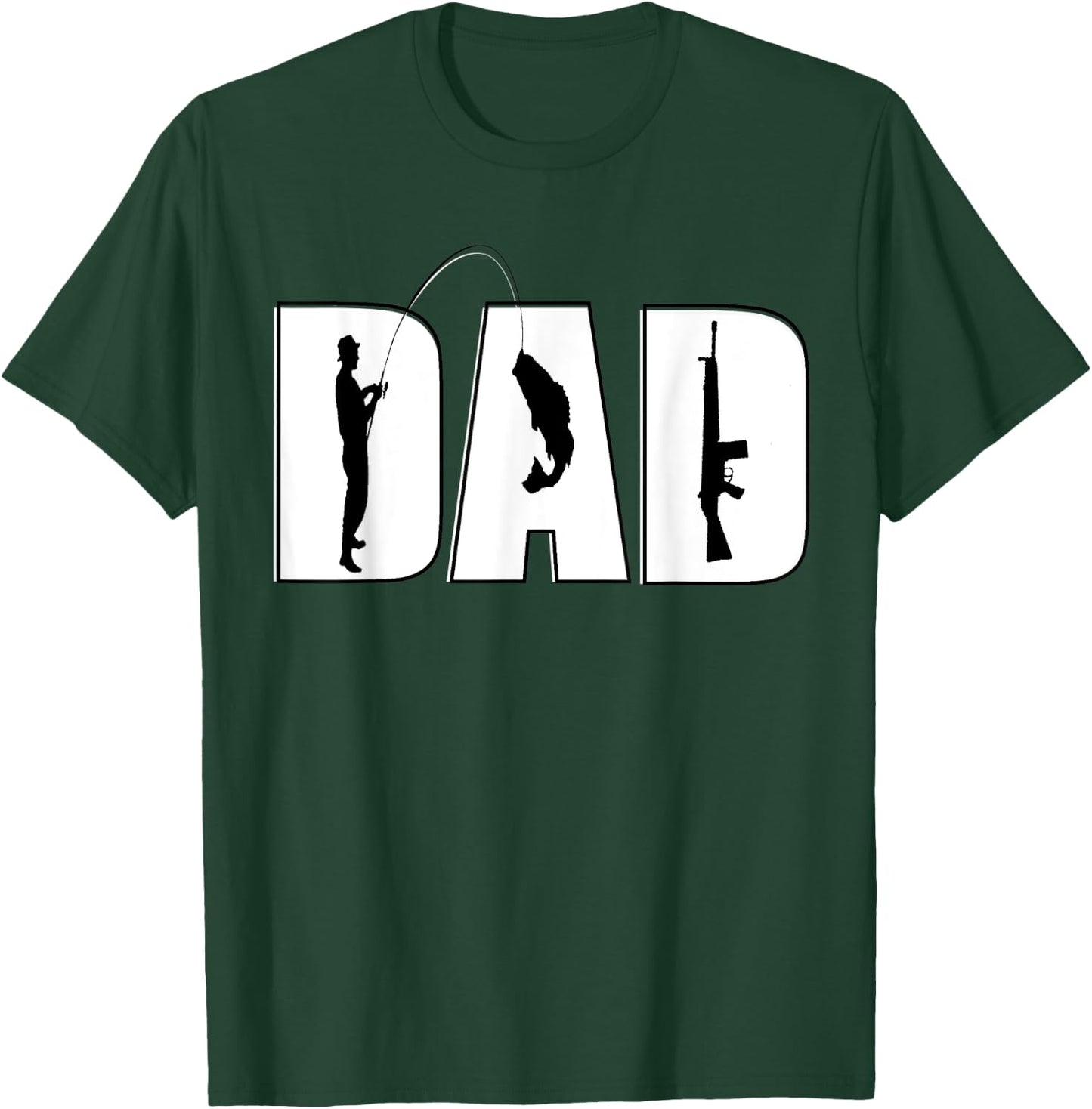 Vintage Dad Guns and Fishing Fathers Day Papa Uncle Retro T-Shirt - T-Shirt | Forest
