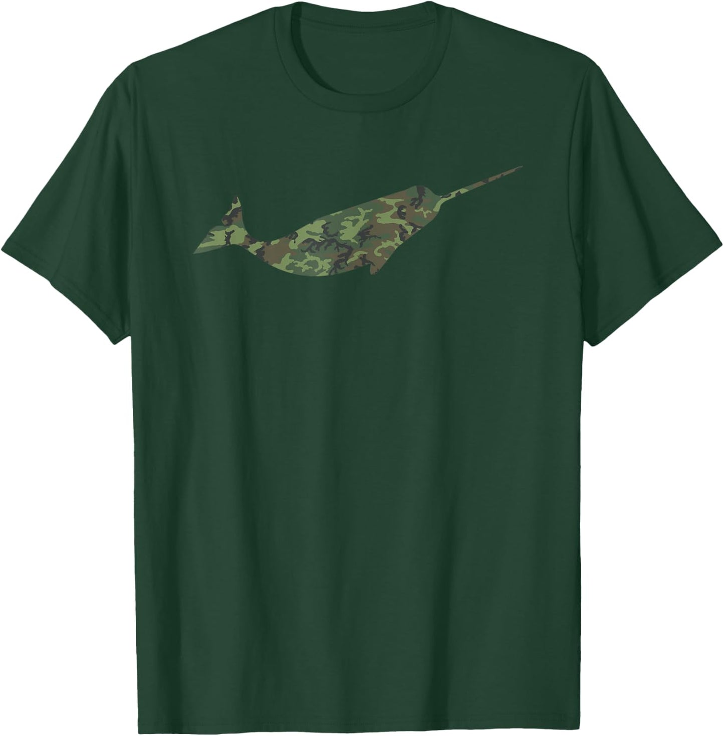 Military Narwhal Camo Print US Narwhale Veteran Men Gift T-Shirt - T-Shirt | Forest