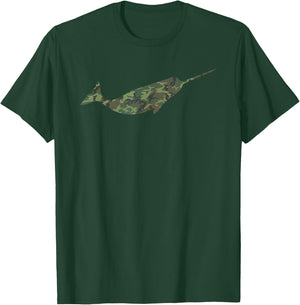Military Narwhal Camo Print US Narwhale Veteran Men Gift T-Shirt - T-Shirt | Forest