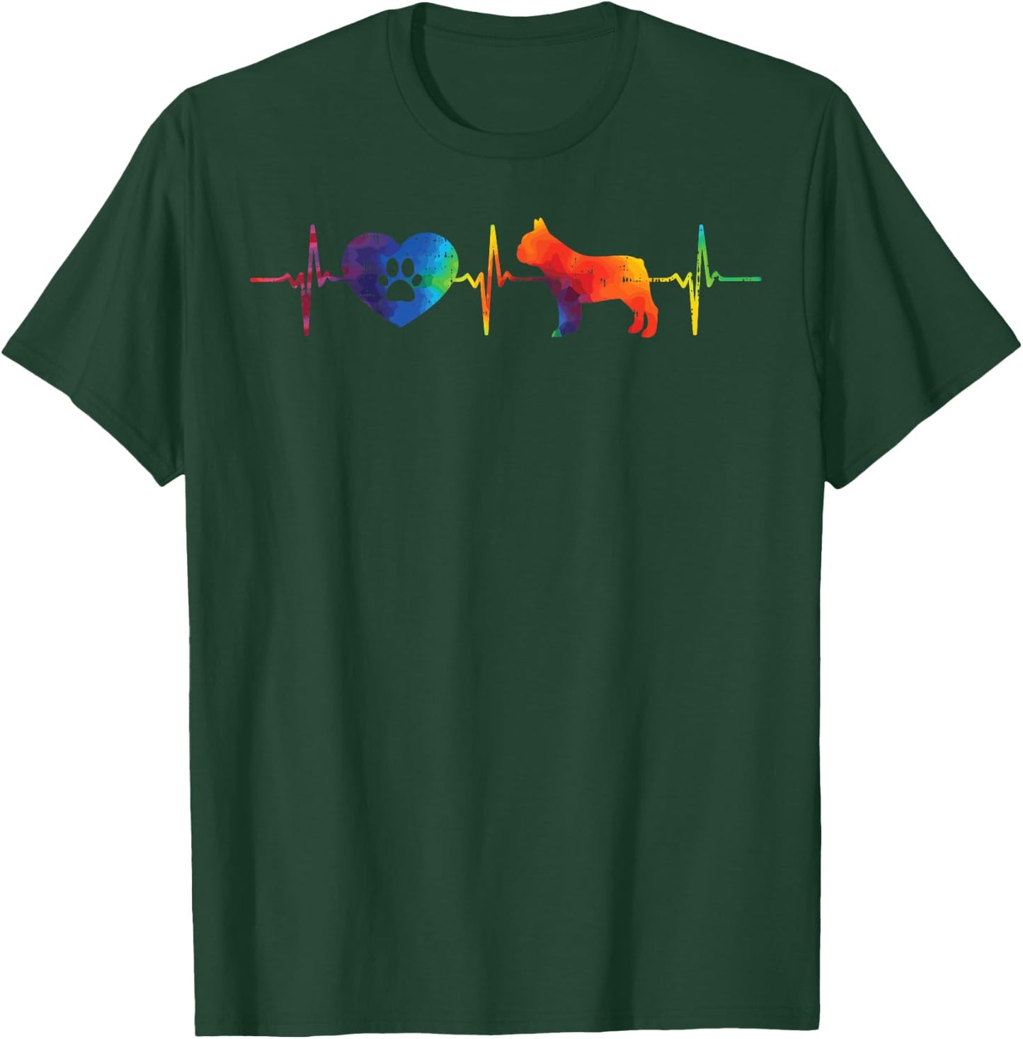 Heartbeat French Bulldog Tie Dye Frenchie Hippie Dog Gift T-Shirt - T-Shirt | Forest