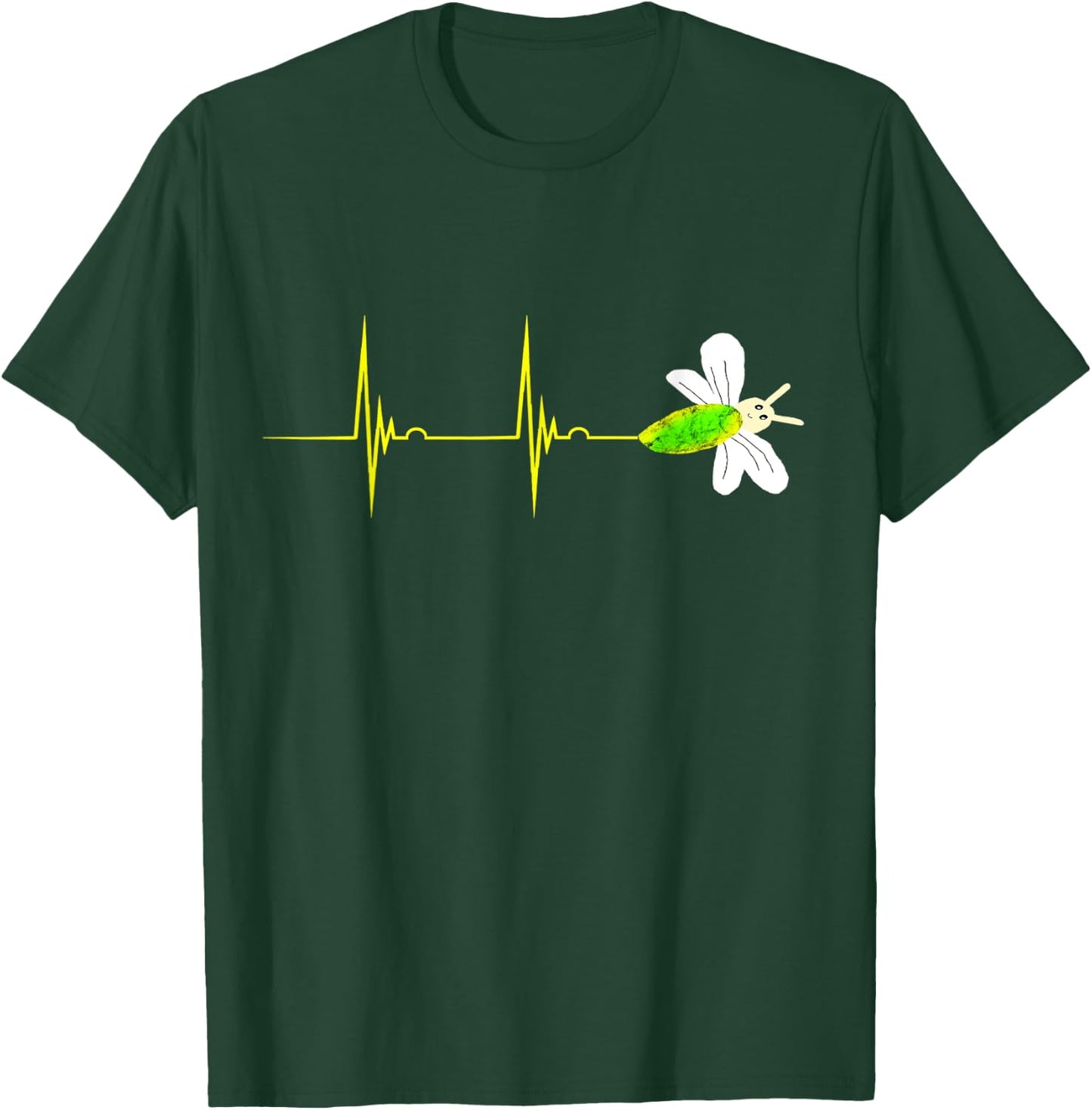 Firefly Heartbeat EKG Pulseline Insect Bug Lightning T-Shirt - T-Shirt | Forest