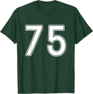 Number #75 White Sports Number T-Shirt - T-Shirt | Forest