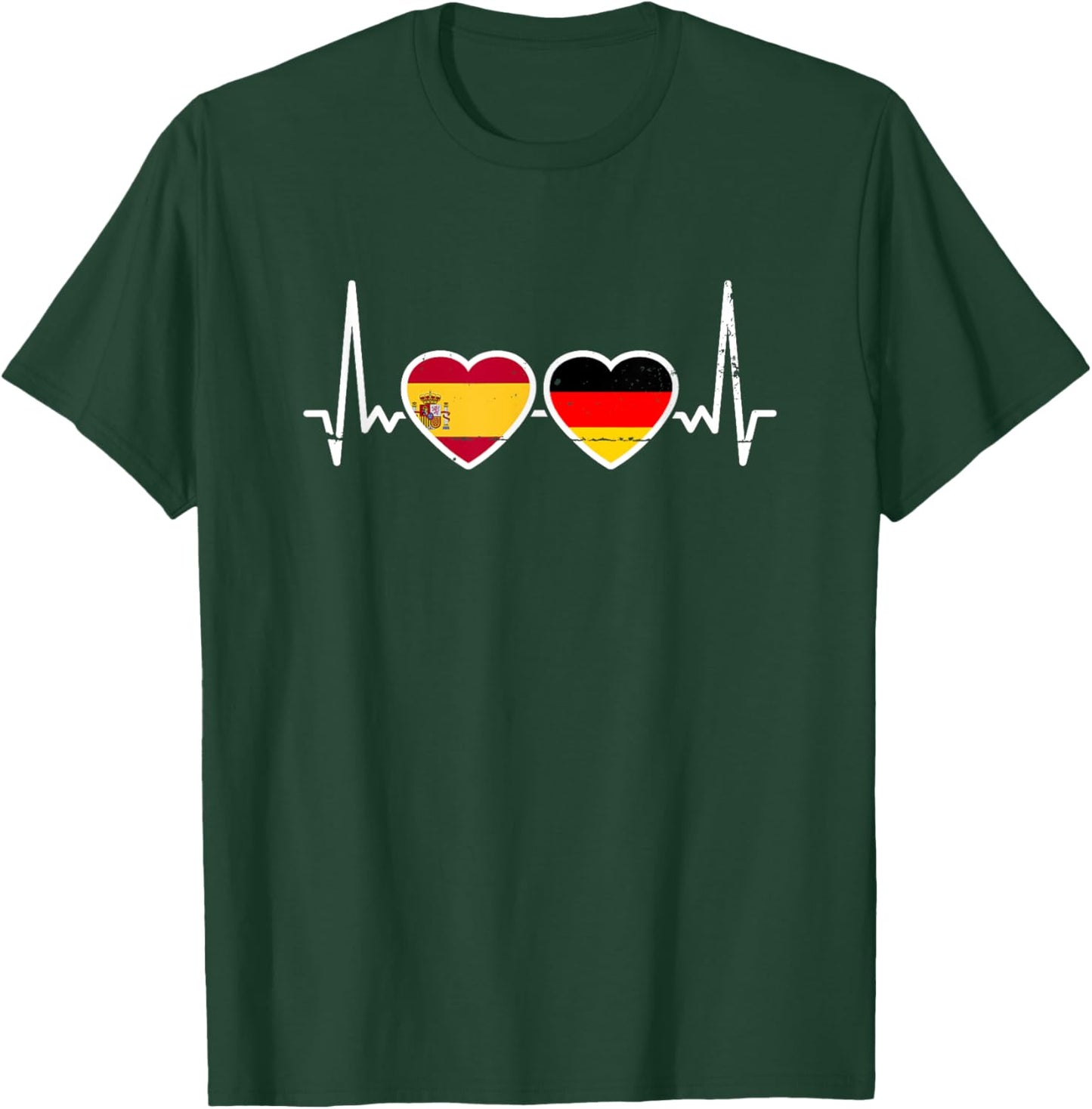 Spanien Deutschland Vintage Herzschlag Flagge Spanier T-Shirt - T-Shirt | Forest