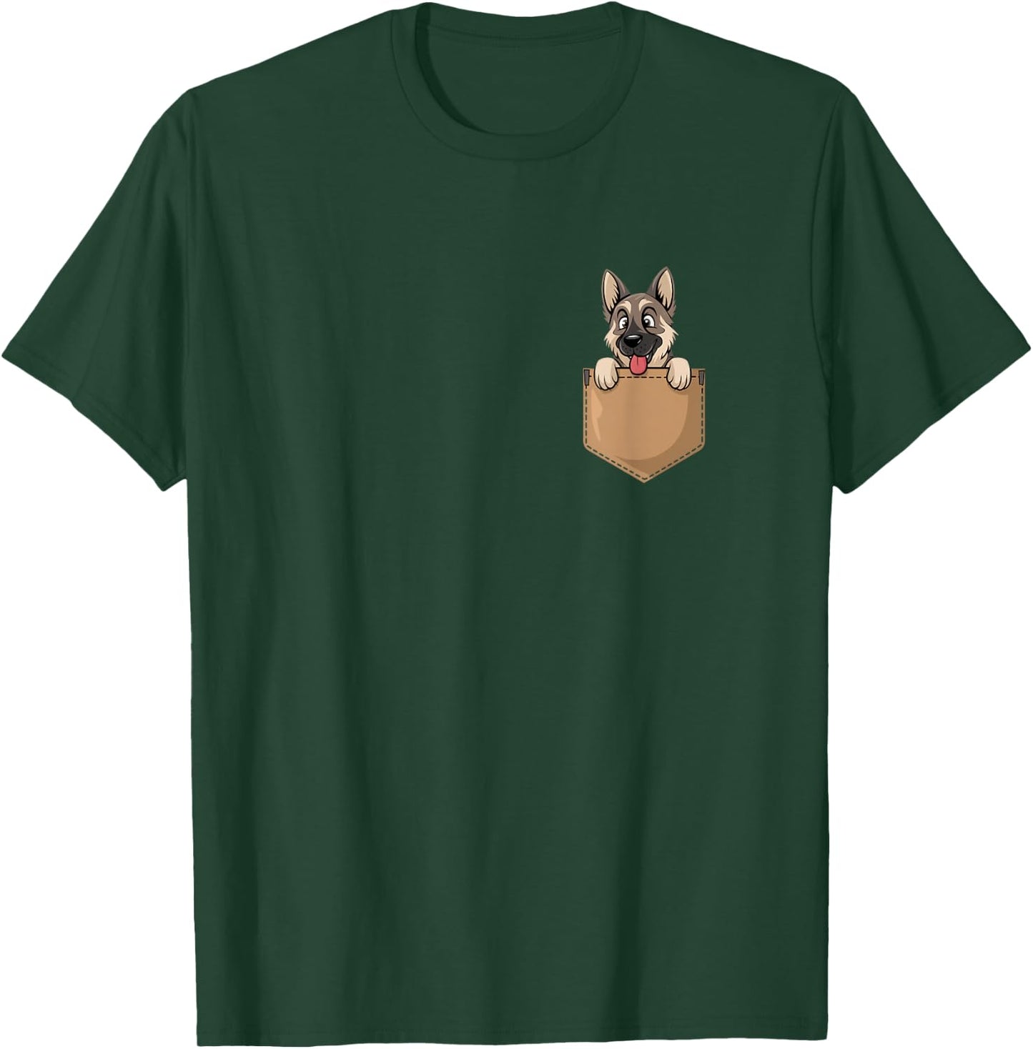German Shepherd In Pocket Dog Owner Cute Puppy Lover T-Shirt - T-Shirt | Forest